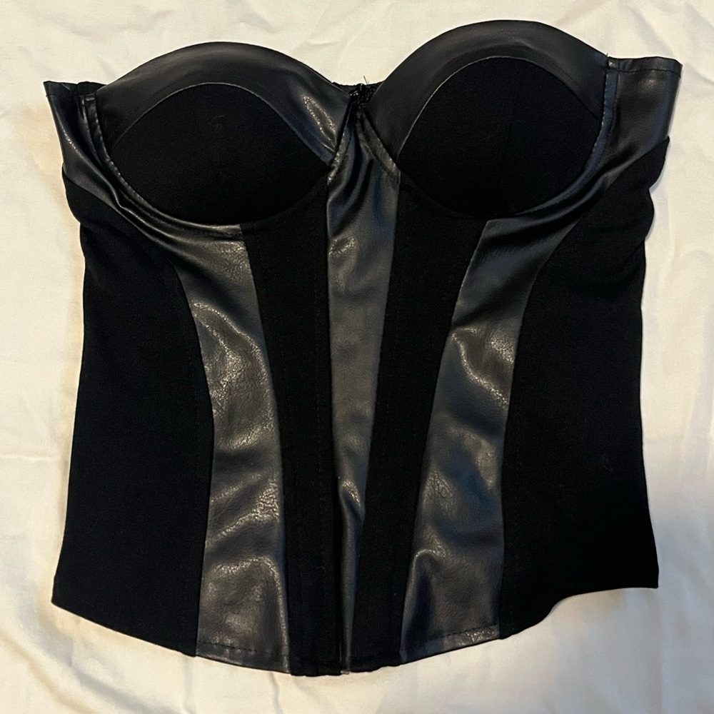 Black bustier corset zip up XS